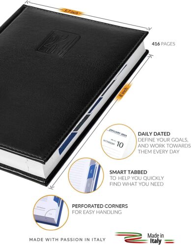 Daily Planner 2024 Page a Day Black