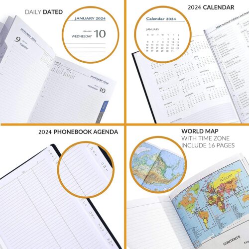 Daily Planner 2024 Page a Day Black